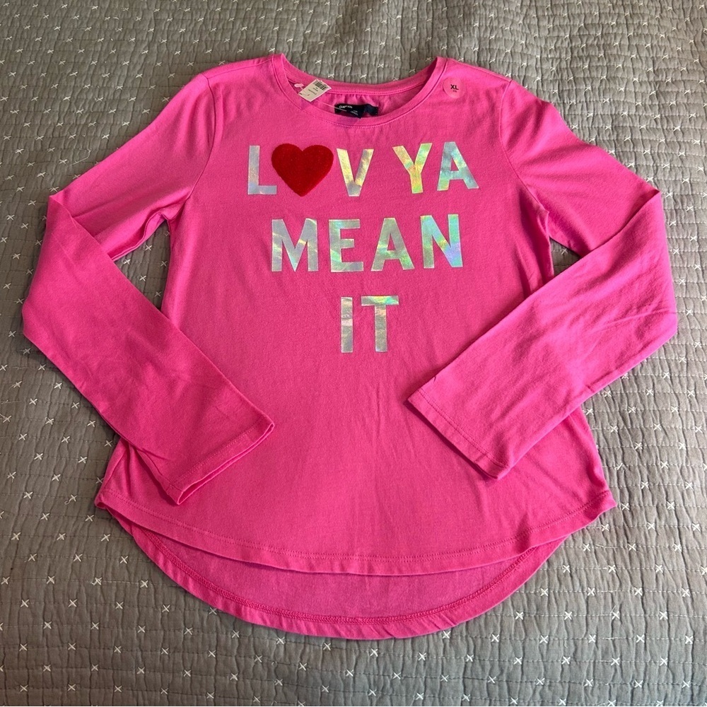 2 for $20 GAP Girls Pink Tee with Red Heart Accent XL (12) NWT